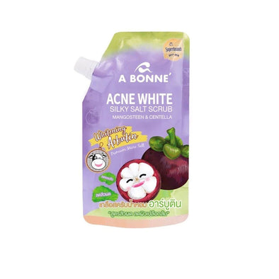 A Bonne Acne White Silky Salt Scrub Mangosteen & Centella, Whitening Arbutin Treat Acne Reduce Redness Melanin (350 g)